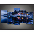 HD Printed Snow Lake Scenery 5 Pieces Group Painting Room Decor Print Poster Picture Canvas Mc-106